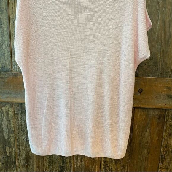Lou & Grey Sz M Light Knit Pink Short Sleeve Lightweight Cowl Neck Sweater - Picture 4 of 7